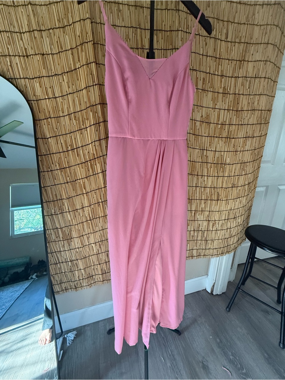 Chiffon Pink Spaghetti-Strap Maxi Dress
